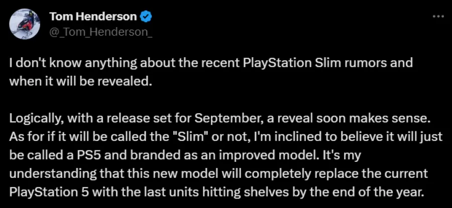 tom henderson ps5 tweet