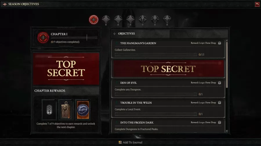 Diablo 4 Battle Pass Season 1 Objectives_092923