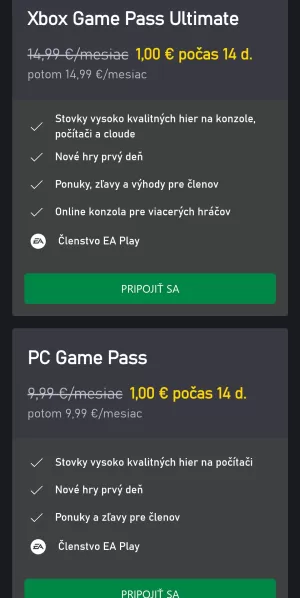Xbox Game Pass 1 euro
