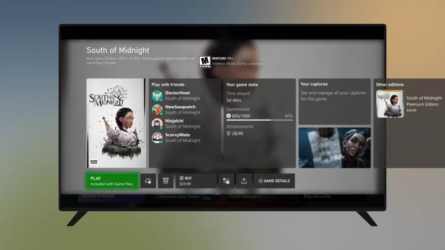 Xbox console new game hub