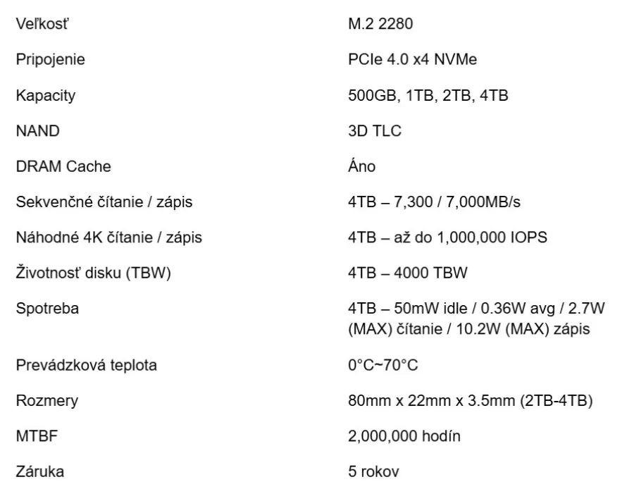 Kingston Fury Renegade 4TB specs
