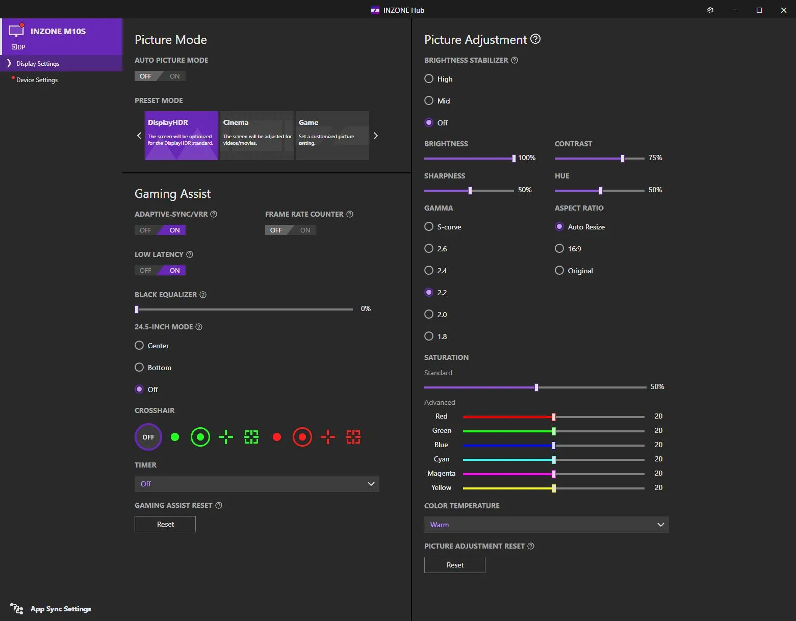 Sony Inzone Hub Monitor App 1